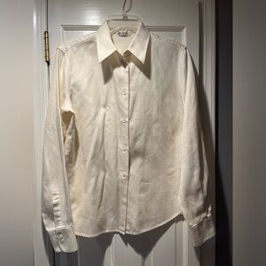 Women’s LORO PIANA White Cotton Button Down Shirt Sz 48/12